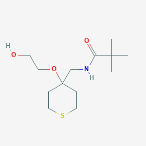 molecular formula C13H25NO3S B2986369 N-((4-(2-hydroxyethoxy)tetrahydro-2H-thiopyran-4-yl)methyl)pivalamide CAS No. 2320601-62-3