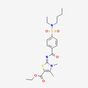 molecular formula C21H29N3O5S2 B2986373 Ethyl 2-[4-[butyl(ethyl)sulfamoyl]benzoyl]imino-3,4-dimethyl-1,3-thiazole-5-carboxylate CAS No. 683767-28-4
