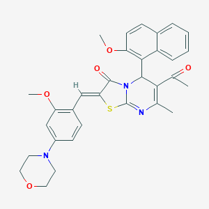 molecular formula C32H31N3O5S B298638 6-acetyl-2-[2-methoxy-4-(4-morpholinyl)benzylidene]-5-(2-methoxy-1-naphthyl)-7-methyl-5H-[1,3]thiazolo[3,2-a]pyrimidin-3(2H)-one 