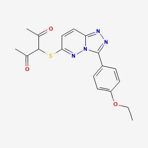 molecular formula C18H18N4O3S B2986391 3-((3-(4-乙氧基苯基)-[1,2,4]三唑并[4,3-b]嘧啶并-6-基)硫代)戊烷-2,4-二酮 CAS No. 852437-17-3