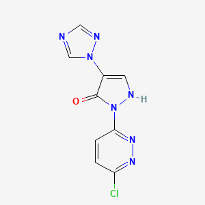 molecular formula C9H6ClN7O B2986392 1-(6-chloro-3-pyridazinyl)-4-(1H-1,2,4-triazol-1-yl)-1H-pyrazol-5-ol CAS No. 1007038-60-9