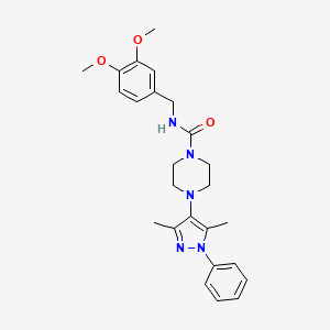 molecular formula C25H31N5O3 B2986397 N-(3,4-dimethoxybenzyl)-4-(3,5-dimethyl-1-phenyl-1H-pyrazol-4-yl)piperazine-1-carboxamide CAS No. 1251687-27-0