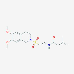 molecular formula C18H28N2O5S B2986401 N-(2-((6,7-二甲氧基-3,4-二氢异喹啉-2(1H)-基)磺酰基)乙基)-3-甲基丁酰胺 CAS No. 922120-23-8