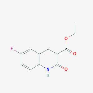 molecular formula C12H12FNO3 B2986405 Ethyl 6-fluoro-2-oxo-1,2,3,4-tetrahydroquinoline-3-carboxylate CAS No. 333954-23-7