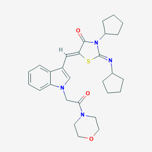 molecular formula C28H34N4O3S B298641 3-cyclopentyl-2-(cyclopentylimino)-5-({1-[2-(4-morpholinyl)-2-oxoethyl]-1H-indol-3-yl}methylene)-1,3-thiazolidin-4-one 
