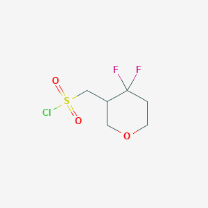 molecular formula C6H9ClF2O3S B2986415 (4,4-二氟噁烷-3-基)甲磺酰氯 CAS No. 2375260-46-9