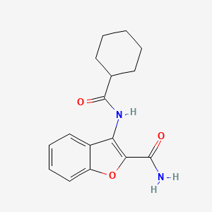 molecular formula C16H18N2O3 B2986419 3-(环己烷甲酰胺)苯并呋喃-2-甲酰胺 CAS No. 477512-29-1