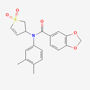 molecular formula C20H19NO5S B2986420 N-(3,4-dimethylphenyl)-N-(1,1-dioxido-2,3-dihydrothiophen-3-yl)benzo[d][1,3]dioxole-5-carboxamide CAS No. 863021-47-0