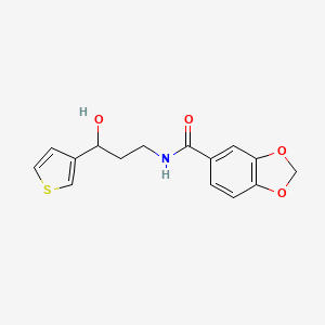 molecular formula C15H15NO4S B2986422 N-(3-羟基-3-(噻吩-3-基)丙基)苯并[d][1,3]二氧杂环-5-甲酰胺 CAS No. 2034571-02-1