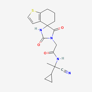 molecular formula C18H20N4O3S B2986431 N-(1-cyano-1-cyclopropylethyl)-2-{2',5'-dioxo-6,7-dihydro-5H-spiro[1-benzothiophene-4,4'-imidazolidine]-1'-yl}acetamide CAS No. 923733-26-0