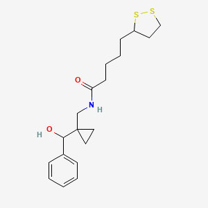 molecular formula C19H27NO2S2 B2986434 5-(1,2-dithiolan-3-yl)-N-({1-[hydroxy(phenyl)methyl]cyclopropyl}methyl)pentanamide CAS No. 1427795-37-6