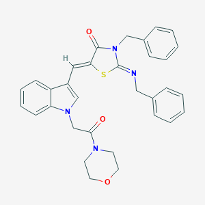 molecular formula C32H30N4O3S B298644 3-benzyl-2-(benzylimino)-5-({1-[2-(4-morpholinyl)-2-oxoethyl]-1H-indol-3-yl}methylene)-1,3-thiazolidin-4-one 