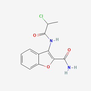 molecular formula C12H11ClN2O3 B2986450 3-(2-Chloropropanamido)benzofuran-2-carboxamide CAS No. 898372-95-7