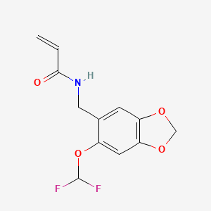 molecular formula C12H11F2NO4 B2986459 N-[[6-(Difluoromethoxy)-1,3-benzodioxol-5-yl]methyl]prop-2-enamide CAS No. 2305528-11-2