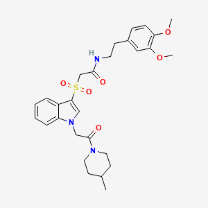 N-(3,4-dimethoxyphenethyl)-2-((1-(2-(4-methylpiperidin-1-yl)-2-oxoethyl)-1H-indol-3-yl)sulfonyl)acetamide