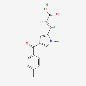 molecular formula C16H15NO3 B2986463 (2E)-3-{1-methyl-4-[(4-methylphenyl)carbonyl]-1H-pyrrol-2-yl}prop-2-enoic acid CAS No. 117378-89-9