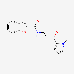 molecular formula C17H18N2O3 B2986470 N-(3-羟基-3-(1-甲基-1H-吡咯-2-基)丙基)苯并呋喃-2-甲酰胺 CAS No. 1795213-14-7