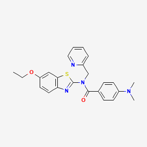 molecular formula C24H24N4O2S B2986476 4-(二甲基氨基)-N-(6-乙氧基苯并[d]噻唑-2-基)-N-(吡啶-2-基甲基)苯甲酰胺 CAS No. 922838-43-5