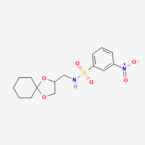 molecular formula C15H20N2O6S B2986486 N-(1,4-二氧杂螺[4.5]癸烷-2-基甲基)-3-硝基苯磺酰胺 CAS No. 941870-10-6