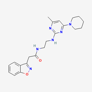 molecular formula C21H26N6O2 B2986487 2-(苯并[d]异恶唑-3-基)-N-(2-((4-甲基-6-(哌啶-1-基)嘧啶-2-基)氨基)乙基)乙酰胺 CAS No. 1207053-53-9