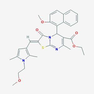 molecular formula C31H33N3O5S B298650 ethyl 2-{[1-(2-methoxyethyl)-2,5-dimethyl-1H-pyrrol-3-yl]methylene}-5-(2-methoxy-1-naphthyl)-7-methyl-3-oxo-2,3-dihydro-5H-[1,3]thiazolo[3,2-a]pyrimidine-6-carboxylate 