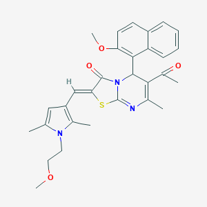 molecular formula C30H31N3O4S B298651 6-acetyl-2-{[1-(2-methoxyethyl)-2,5-dimethyl-1H-pyrrol-3-yl]methylene}-5-(2-methoxy-1-naphthyl)-7-methyl-5H-[1,3]thiazolo[3,2-a]pyrimidin-3(2H)-one 