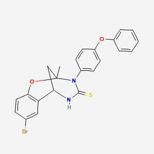 B2986511 8-bromo-2-methyl-3-(4-phenoxyphenyl)-5,6-dihydro-2H-2,6-methanobenzo[g][1,3,5]oxadiazocine-4(3H)-thione CAS No. 1019149-49-5