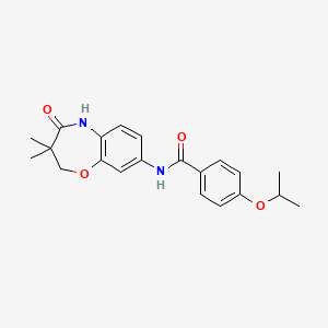 molecular formula C21H24N2O4 B2986517 N-(3,3-dimethyl-4-oxo-2,3,4,5-tetrahydrobenzo[b][1,4]oxazepin-8-yl)-4-isopropoxybenzamide CAS No. 921527-15-3