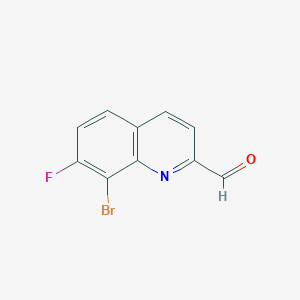 molecular formula C10H5BrFNO B2986519 8-Bromo-7-fluoroquinoline-2-carbaldehyde CAS No. 1420793-53-8
