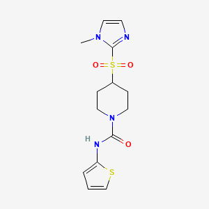 molecular formula C14H18N4O3S2 B2986520 4-((1-methyl-1H-imidazol-2-yl)sulfonyl)-N-(thiophen-2-yl)piperidine-1-carboxamide CAS No. 2320177-15-7