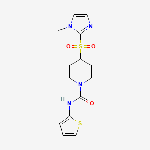 molecular formula C14H18N4O3S2 B2986520 4-((1-甲基-1H-咪唑-2-基)磺酰基)-N-(噻吩-2-基)哌啶-1-甲酰胺 CAS No. 2320177-15-7