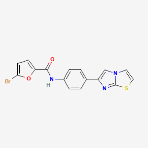molecular formula C16H10BrN3O2S B2986535 5-bromo-N-(4-(imidazo[2,1-b]thiazol-6-yl)phenyl)furan-2-carboxamide CAS No. 872630-21-2