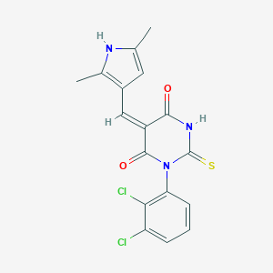 molecular formula C17H13Cl2N3O2S B298654 (5E)-1-(2,3-dichlorophenyl)-5-[(2,5-dimethyl-1H-pyrrol-3-yl)methylidene]-2-sulfanylidene-1,3-diazinane-4,6-dione 