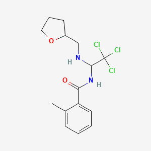 molecular formula C15H19Cl3N2O2 B2986553 2-methyl-N-[2,2,2-trichloro-1-(oxolan-2-ylmethylamino)ethyl]benzamide CAS No. 302934-82-3