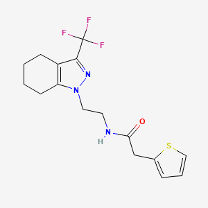 molecular formula C16H18F3N3OS B2986554 2-噻吩-2-基-N-[2-[3-(三氟甲基)-4,5,6,7-四氢吲唑-1-基]乙基]乙酰胺 CAS No. 1797671-48-7