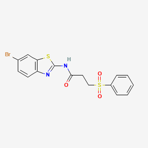 molecular formula C16H13BrN2O3S2 B2986592 N-(6-bromobenzo[d]thiazol-2-yl)-3-(phenylsulfonyl)propanamide CAS No. 892846-77-4