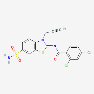 molecular formula C17H11Cl2N3O3S2 B2986594 2,4-dichloro-N-(3-prop-2-ynyl-6-sulfamoyl-1,3-benzothiazol-2-ylidene)benzamide CAS No. 865181-98-2