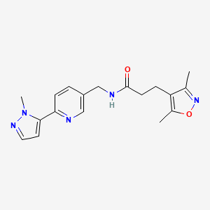 3-(3,5-dimethylisoxazol-4-yl)-N-((6-(1-methyl-1H-pyrazol-5-yl)pyridin-3-yl)methyl)propanamide