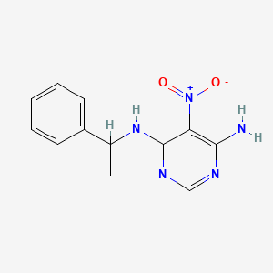 molecular formula C12H13N5O2 B2986597 5-硝基-N-(1-苯乙基)嘧啶-4,6-二胺 CAS No. 450344-94-2