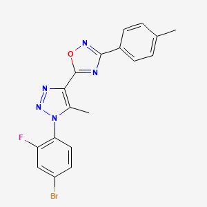 molecular formula C18H13BrFN5O B2986598 5-(1-(4-bromo-2-fluorophenyl)-5-methyl-1H-1,2,3-triazol-4-yl)-3-(p-tolyl)-1,2,4-oxadiazole CAS No. 895094-35-6