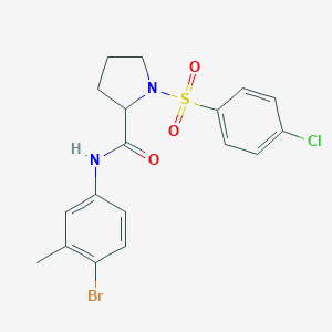 molecular formula C18H18BrClN2O3S B298660 N-(4-bromo-3-methylphenyl)-1-[(4-chlorophenyl)sulfonyl]-2-pyrrolidinecarboxamide 