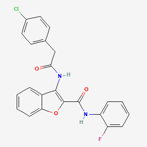 molecular formula C23H16ClFN2O3 B2986607 3-(2-(4-chlorophenyl)acetamido)-N-(2-fluorophenyl)benzofuran-2-carboxamide CAS No. 862977-63-7