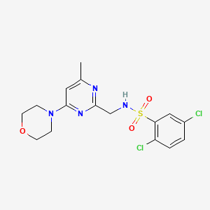molecular formula C16H18Cl2N4O3S B2986618 2,5-dichloro-N-((4-methyl-6-morpholinopyrimidin-2-yl)methyl)benzenesulfonamide CAS No. 1796963-68-2