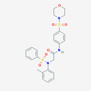 molecular formula C25H27N3O6S2 B298662 2-[2-methyl(phenylsulfonyl)anilino]-N-[4-(4-morpholinylsulfonyl)phenyl]acetamide 