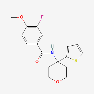 3-fluoro-4-methoxy-N-(4-(thiophen-2-yl)tetrahydro-2H-pyran-4-yl)benzamide