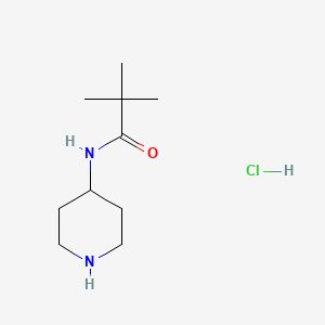molecular formula C10H21ClN2O B2986624 N-(Piperidine-4-yl)pivalamide hydrochloride CAS No. 1233958-86-5
