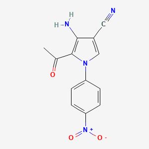 molecular formula C13H10N4O3 B2986626 5-乙酰基-4-氨基-1-(4-硝基苯基)吡咯-3-甲腈 CAS No. 889997-72-2