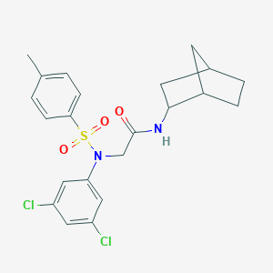 molecular formula C22H24Cl2N2O3S B298663 N-bicyclo[2.2.1]hept-2-yl-2-{3,5-dichloro[(4-methylphenyl)sulfonyl]anilino}acetamide 