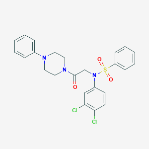 molecular formula C24H23Cl2N3O3S B298664 N-(3,4-dichlorophenyl)-N-[2-oxo-2-(4-phenylpiperazin-1-yl)ethyl]benzenesulfonamide 
