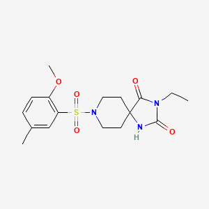 3-Ethyl-8-((2-methoxy-5-methylphenyl)sulfonyl)-1,3,8-triazaspiro[4.5]decane-2,4-dione